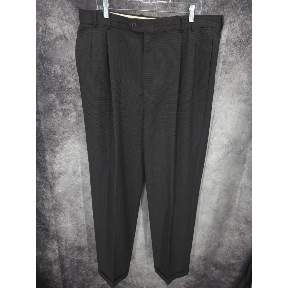 Andrew Fezza 2 Piece Suit Mens 46 L Black Houndstooth Blazer Pants 38X32 Wool - Picture 15 of 16